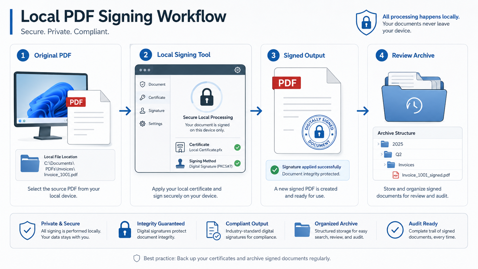 Windows 11 offline PDF signing security workflow diagram